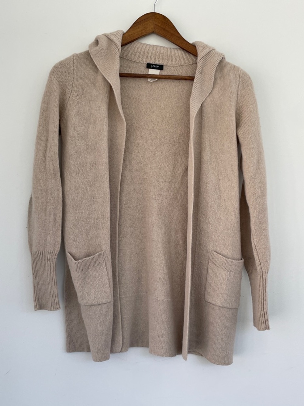 J. Crew Women's Light Beige Chunky Collar Open-Front Cardigan